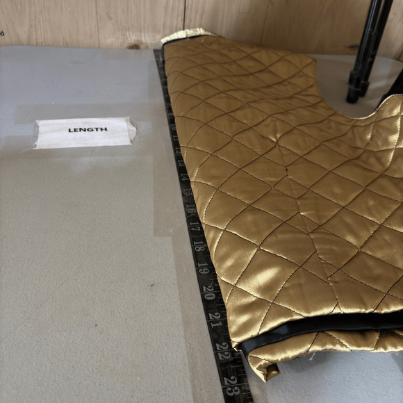 VTG Bonnie Boynton Full Zip Collared Quilted Metallic Retro Cropped Vest Gold XL - Picture 5 of 8